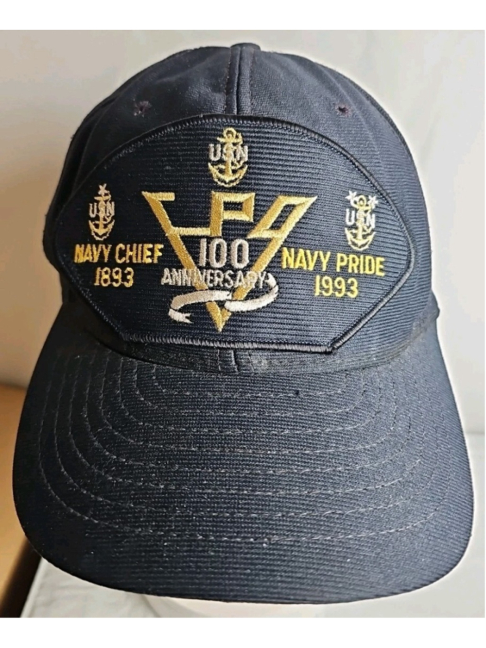 Vintage 1893-1993 100th Anniversary US Navy Chief Pride Snapback Hat Made In USA